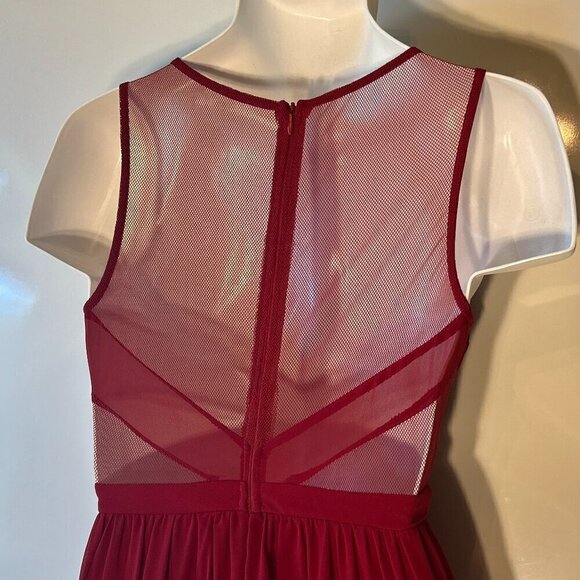 Maniju SZS Red Wine Mesh Cutout Grecian style maxi dress chic dressy comfy prom - Picture 5 of 10